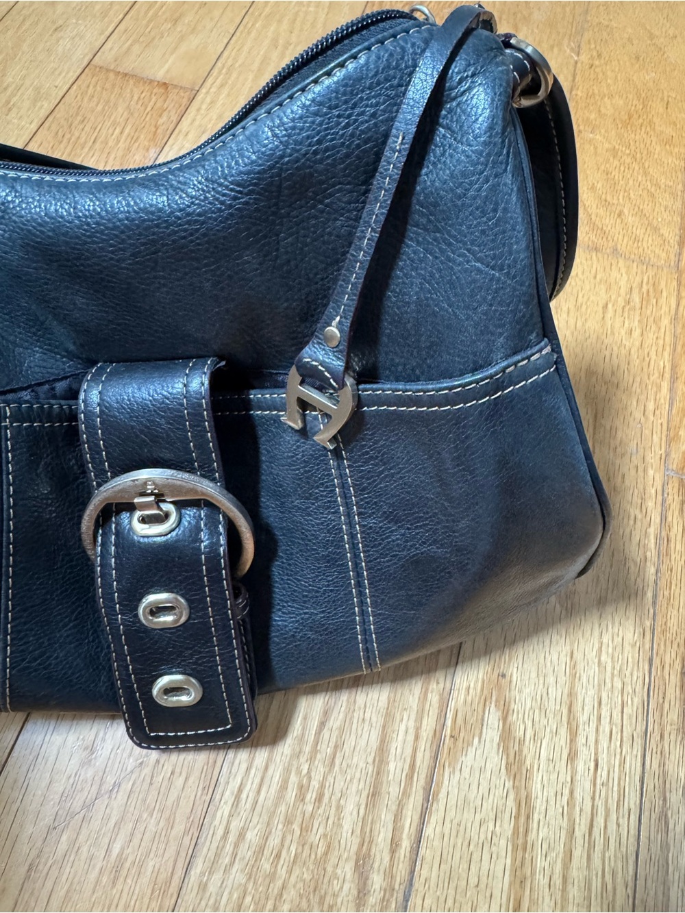 Etienne Agner Y2K 90s Stella Hobo Bag Black Leather Shoulder Purse Buckle Slouch - Picture 5 of 16